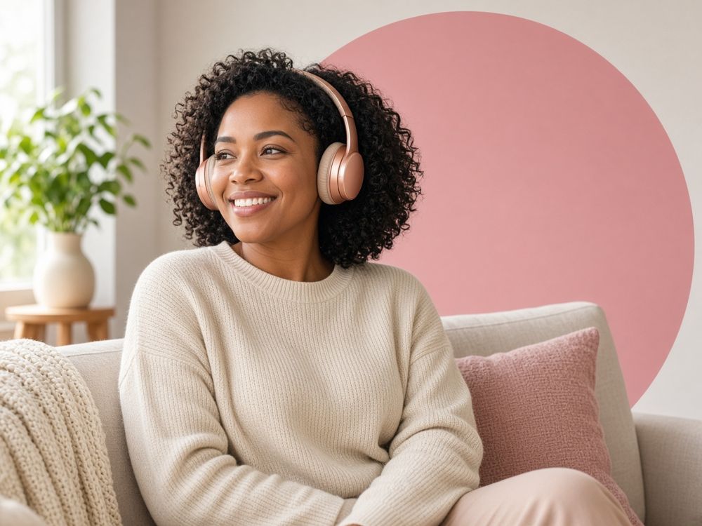 A listener with headphones